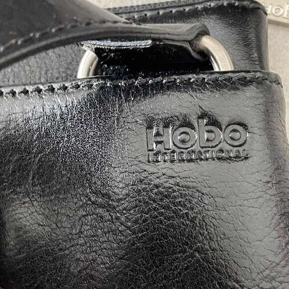 Vintage Hobo International Rectangular Black Leather Zip Crossbody Shoulder Bag - Picture 10 of 12